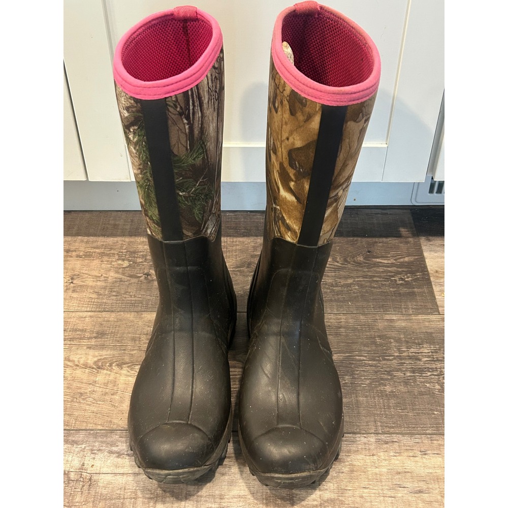 Gander Mountain Womens Camo Rubber Hunting Boots Brown Pink Size 10 6830035 - Picture 4 of 8